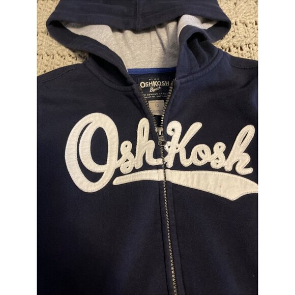 Youth Boys' OshKosh Navy Blue Hooded Jacket Size 12 Full Zip up With Pockets - Picture 4 of 14